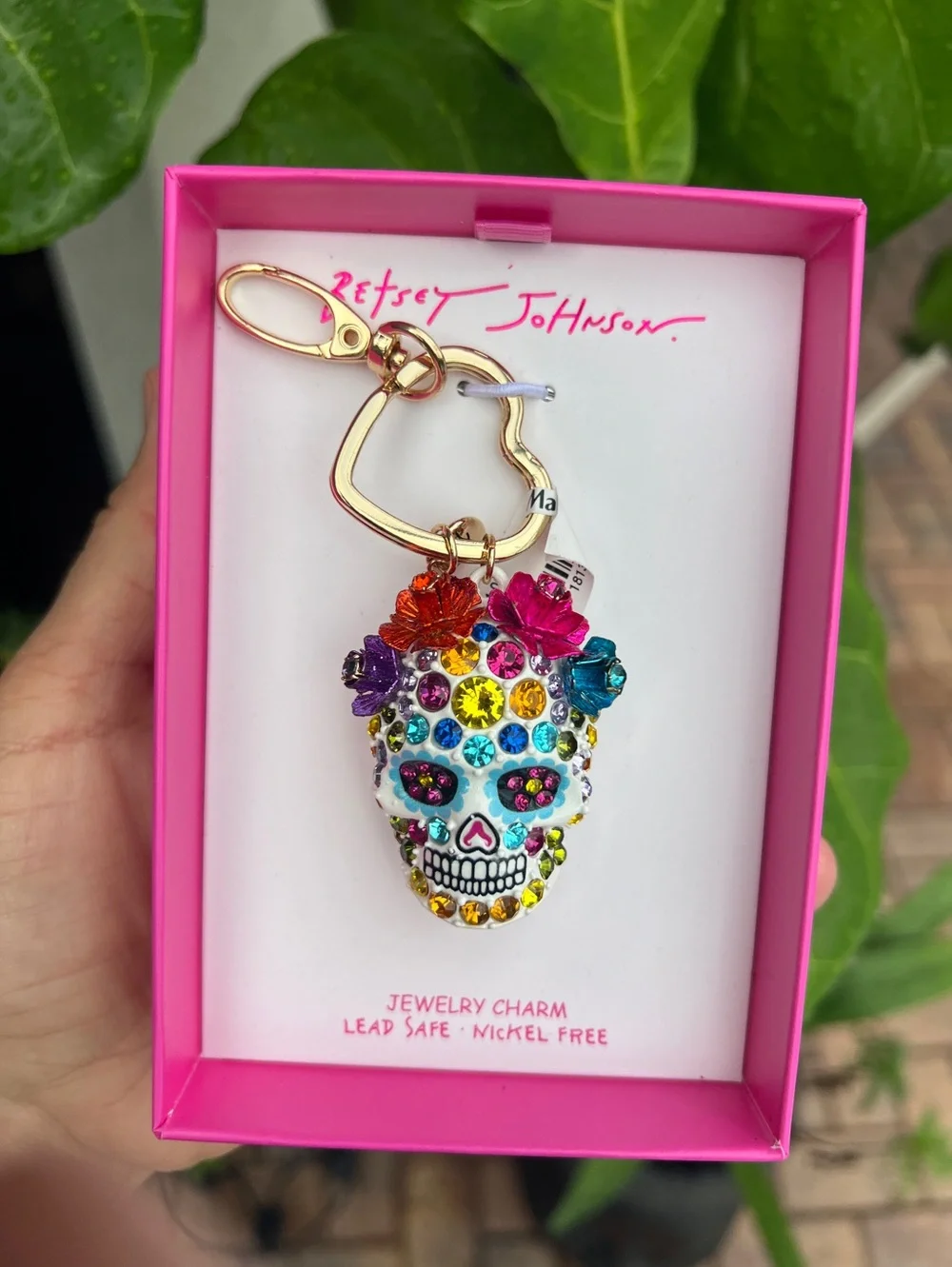 Betsey Johnson Day of the Dead Calavera key bag charm